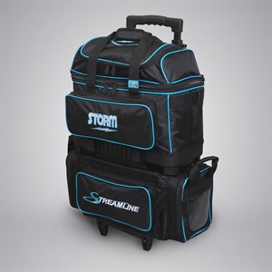 Storm 3 Ball Tournament Travel Roller/Tote Bowling Bag Black/Blue